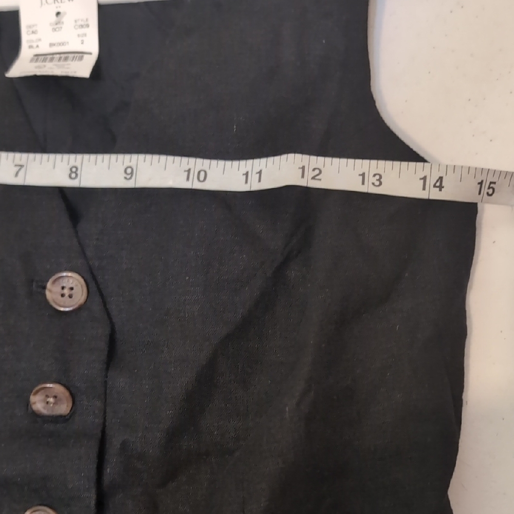 J Crew Women's Black Linen Button Down Front Vest Size 2 NWT - Picture 7 of 9